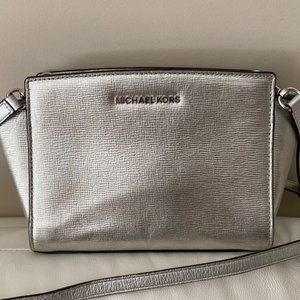 Silver Michael Kors Selma bag small size